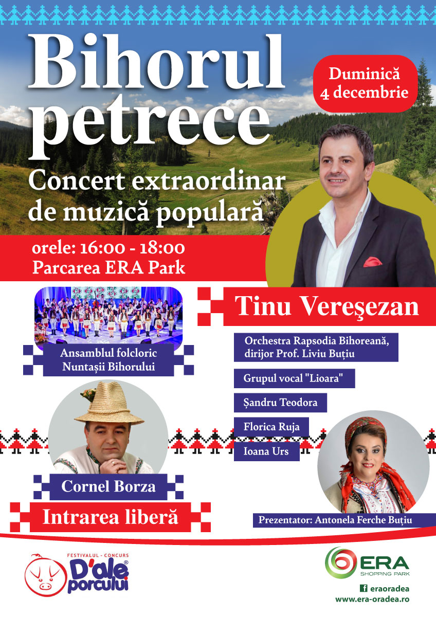 Bihorul petrece: D’ale Porcului revine la ERA Park Oradea, cu un concert folcloric extraordinar și Tinu Vereșezan invitat